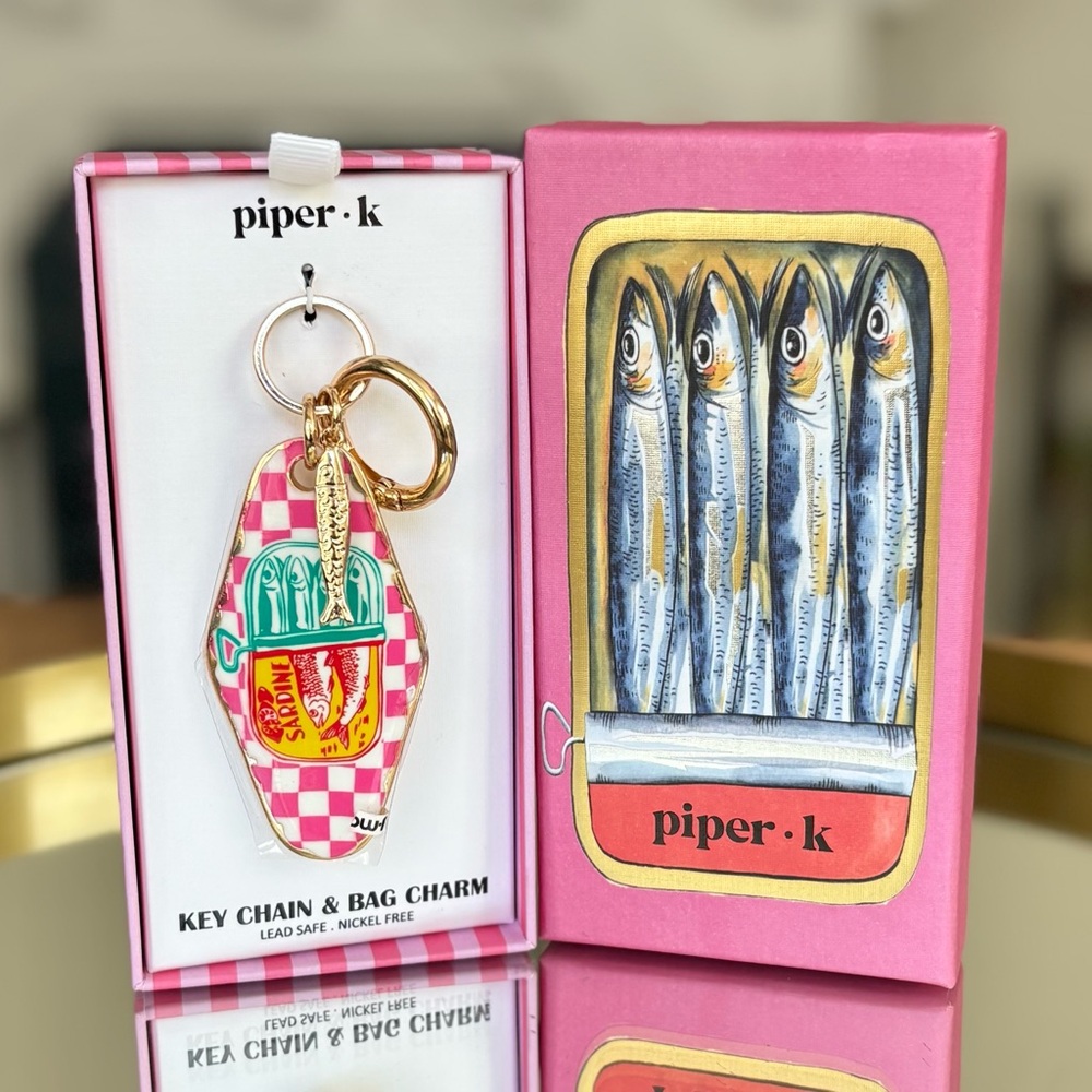 Piper K Pink Sardine Hotel Key Chain Bag Charm
